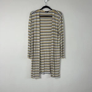 Ambiance Damen Retro gelb gestreifte Long Strickjacke leicht Größe L - Bild 1 von 11