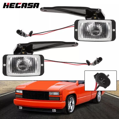Pair Front Fog Lights Lamps For 1988-1999 2000 Chevrolet C1500 C2500 K1500 K2500 - Image 1 of 4