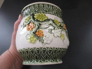 VTG INARCO Green Vase Bowl Mid-Century Flowers Cherry Blossom Tree E-4969 Japan  - Picture 1 of 10