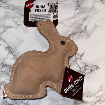 Ethical Pet Dura-Fused 7.5-Inch Leather Dog Toy, Small, Rabbit - Image 1 of 4