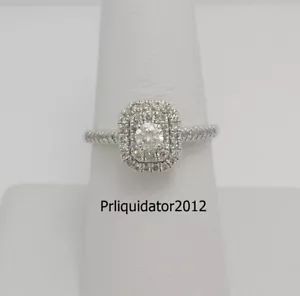 1/2CT Natural Diamond Halo Engagement Wedding Bridal Ring 10K White Gold Band - Picture 1 of 14