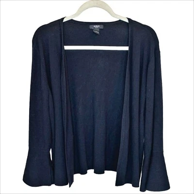 Suéter Cárdigan Negro Frente Abierto Alfani Talla Grande 2X 2XL Mangas Acampanadas Suave Foto 1 de 4