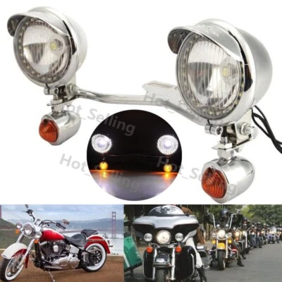 Motorcycle Headlight Passing Turn Signals Light Bar Set Fit For Harley Davidson - Image 1 of 4