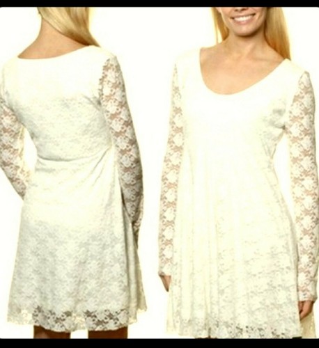 OFF WHITE Abito Billabong bianco sporco avorio pizzo medio. Donna nuova con etichette rimosse.