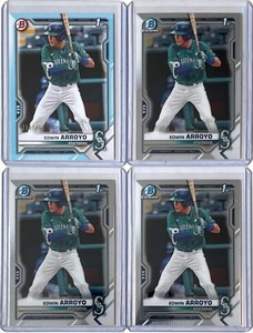 2021 Bowman Draft Edwin Arroyo Lot 1st Bowman Sky Blue /499 + Chrome + Paper