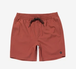 Pantalones Cortos Hombre Outerknown Nomadic Volley Bañador Rojo Naranja Nuevo Con Etiquetas Forrados 19" - Imagen 1 de 4