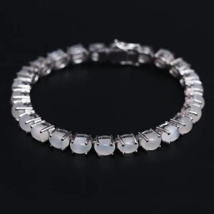 Natural White Moonstone Bracelet 925 Solid Silver Tennis Bracelet Gift for Her - Picture 1 of 5