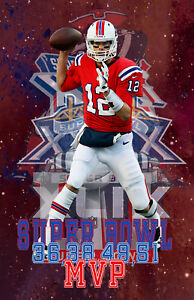   New England Lithograph print of Tom Brady Super Bowl MVP 36,39,49,51  17 x 11