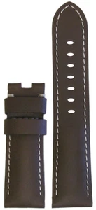 24mm Panatime Brown Calf Leather Watch Band w White Stitch For Panerai Deploy - Bild 1 von 1