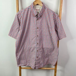 Wrangler Authentics Button Down Shirt Mens Large Red Blue Checkered Short Sleeve - Bild 1 von 10