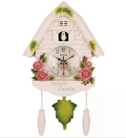 Cuckoo Wall Clock Vintage Antique Resin Hanging Clock Home Living Room Decor Cover