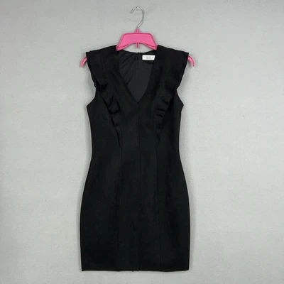 Платье женское Bailey 44 среднее черное искусственная замша без рукавов оборка острое романтическое - Изображение 1 из 4