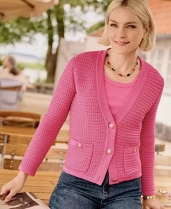 Usato in ottime condizioni $129 Talbots Pretty Pink "Kate" cardigan maglia maglione giacca Petite S 2024 - Foto 1 di 8