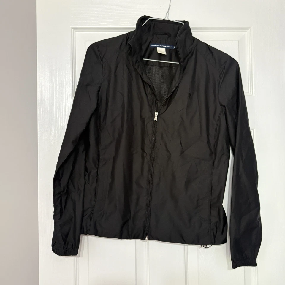 Ralph Lauren Golf Windbreaker Jacket Womens Size Small Black Full Zip Mesh Lined - Image 1 of 3