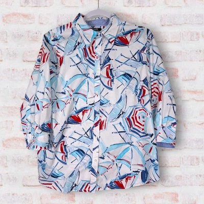 Camisa Chaps 1X Sin Hierro Paraguas de Playa Puño Abatible Botón Foto 1 de 4