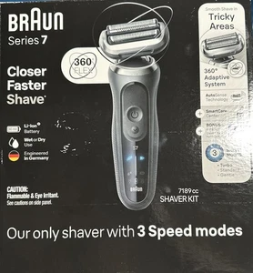 Braun Series 7 360 Flex Waterproof 3 Geschwindigkeiten Herren Elektrorasierer Set 7189cc - Bild 1 von 1