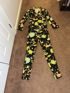 Valentino Red Black Floral Pant Suit Set Coord Blazer Trousers 42 US 4 6 - Picture 1 of 14
