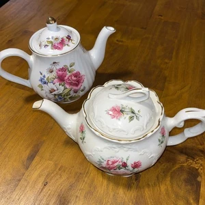 Arthur Wood & Son Crown Dorset Staffordshire England 2 Teekanne Set Vintage - Bild 1 von 20