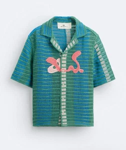 ZARA NEW EMBROIDERED CROCHET SHIRT LIMITED EDITION BLUE, SIZE L. FREE SHIPPING. - Picture 1 of 4