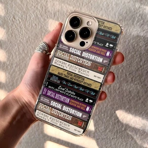 Étui transparent téléphone rétro collection cassette albums distorsion sociale - Photo 1 sur 5