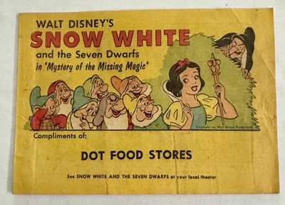 Blancanieves y los siete enanitos de la década de 1950 Promo Dot Food Stores Adv. Cómic Foto 1 de 3