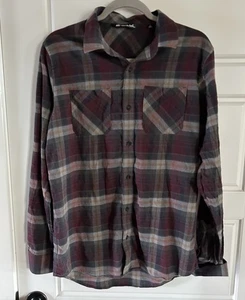 Travis Matthew Herren Button Up Hemd Langarm Rot und Grau Gr. M - Bild 1 von 4