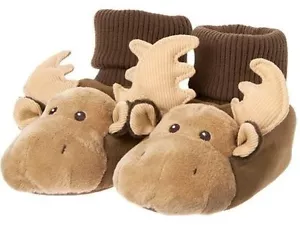 Neu mit Etikett Gymboree 3-D Elch Slipper Nachtwäsche Hausschuhe kuscheliger Bootie Kind Jungen 9/10 - Bild 1 von 1