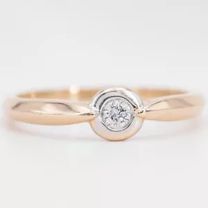 T. 58 - Diamante solitario vintage 0,09 ct. Anillo de mujer brillante oro amarillo 585/14K - Imagen 1 de 9