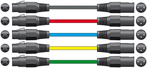 5 x 12M Male to Female XLR Mic Leads - Balanced Microphone Cable Various Colours - Picture 1 of 1