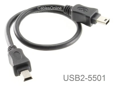 1ft CablesOnline USB 2.0 Mini-B 5-Pin to Mini-B 5-Pin Male/Male Cable, USB2-5501 - Image 1 of 4