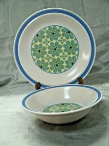 Nikko MOSAIC JADE Chop Plate & Vegetable Serving Bowl Green Blue Abstracts #21 - Picture 1 of 5