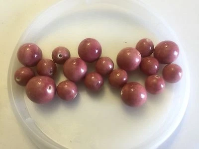 Lote de cuentas redondeadas mixtas de cerámica esmaltada color color rojo italiano vintage Foto 1 de 2