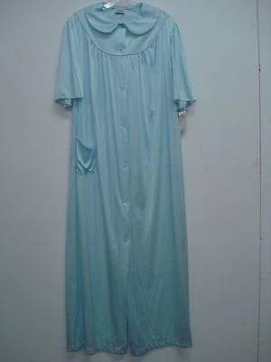 USA Made Nancy King Lingerie Tea Length Robe Size Medium Light Blue #519Q - Image 1 of 2