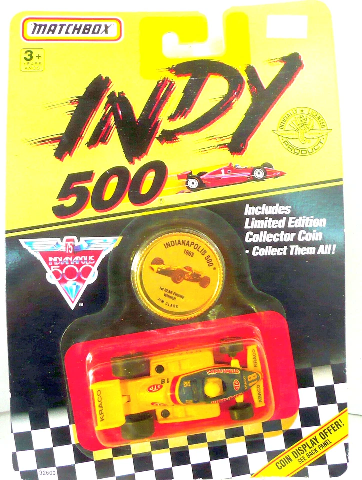 VINTAGE MATCHBOX INDY INDIANAPOLIS 500 JIM CLARK LTD EDITION KRACO RACE CAR COIN - Image 1 of 4