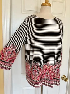 CHICOS striped top size 2 size L 12 - Picture 1 of 6