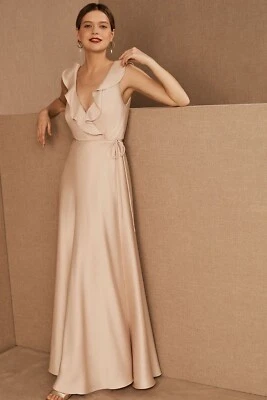 Nuevo Maxi Vestido BHLDN Sachin & Babi Tansy Satén Charmeuse Talla 4 Oyster/Blush Foto 1 de 4