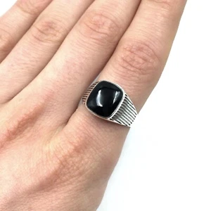 Bandring 925 Silber Ring Herren schwarzer Onyx Schmuck Siegelring 21.0mm / 66 - Bild 1 von 14
