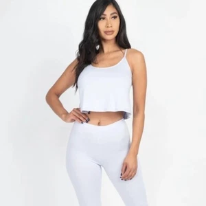 Brand New Capella Set of Leggings & Cami Top - Oyster Gray - Medium - Picture 1 of 3