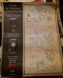 C1 TRONE DE FER Game of Thrones AFFICHE PLV Carte Westeros RARE - Imagen 1 de 1
