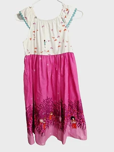 Lolly Wolly Doodle Dress Empire Waist Cap Sleeve Fireflies Birds Pink 12 #15959 - Picture 1 of 7