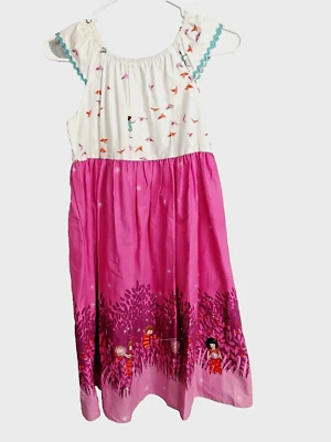 Vestido Lolly Wolly Doodle Imperio Cintura Gorra Manga Luciérnagas Pájaros Rosa 12 #15959 Foto 1 de 4