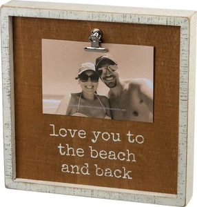 Primitives by Kathy Wooden Box Sign With Photo Holder - Love You To Beach & Back - Picture 1 of 1