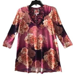 Johnny Was Swing Flora lLoose Fit Knit Multicolor Botanical Top XS NEW - Picture 1 of 2