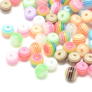 Cuentas redondas de resina a rayas transparentes de 6 mm 100 un. Cuentas espaciadoras sueltas de bola artesanía - Imagen 1 de 1