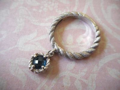 Judith Ripka Sterling Silver Blue Topaz Charm Ring  Size 6   52A8LM Foto 1 de 4