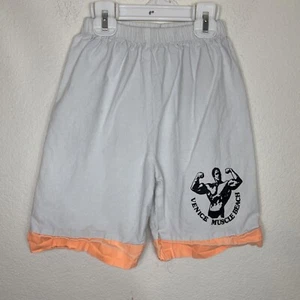 Vintage California Muscle Beach Arnold Flexing Youth Kids L Shorts Cotton USA - Picture 1 of 11