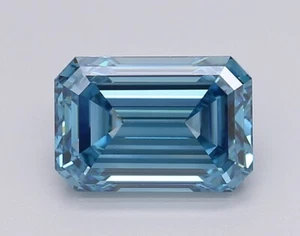 EMERALD 2.14 Ct Fancy Vivid Blue VS1 Clarity IGI Certified Lab Grown CVD Diamond - Picture 1 of 12
