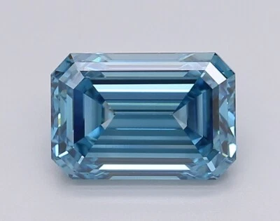 EMERALD 2.14 Ct Fancy Vivid Blue VS1 Clarity IGI Certified Lab Grown CVD Diamond - Image 1 of 4
