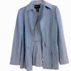 Etcetera Size 8 Wool Blend Blue Zip Front Statement Blazer Jacket Pea Coat