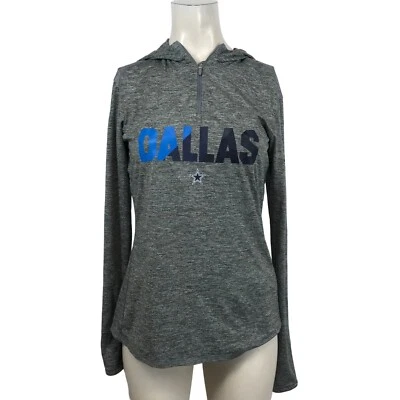 NIKE NFL - WOMEN'S SMALL -GRAY LONG SLEEVE DALLAS COWBOYS 1/4 ZIP HOODED TOP - Image 1 of 4
